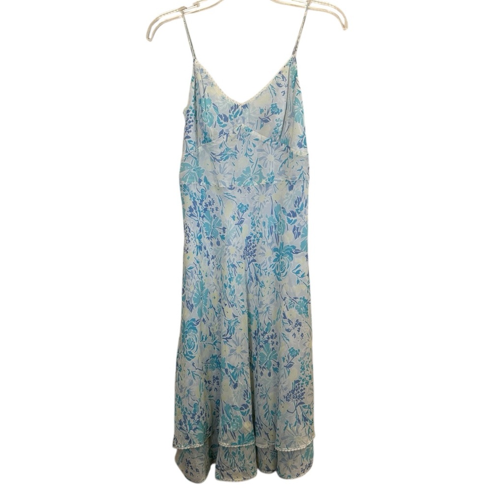 Ann Taylor Vintage Y2K Cottagecore Silk Slip Floral Baby Doll Mini Dress sz 2